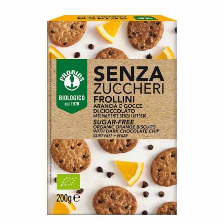 Biscuiti fara zahar cu portocale si pepite de ciocolata 200g, eco-bio, PROBIOS