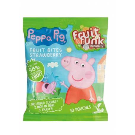 Gustare-jeleu de fructe cu capsuni, Peppa Pig, vegan, fara zahar, 10x10g Fruit Funk