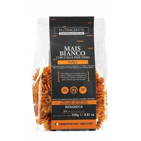 Paste din faina de porumb alb cu turmeric si piper, fara gluten, eco-bio, 250g Nutracentis