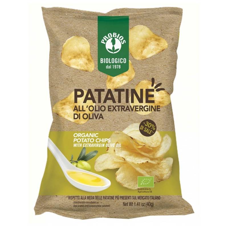 CHIPSURI DE CARTOFI CU ULEI DE MASLINE EXTRAVIRGIN, eco-bio, 40g,