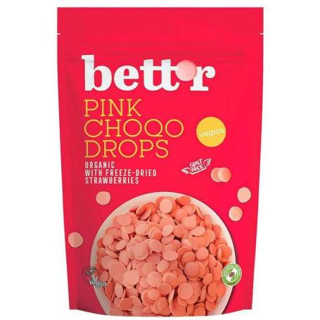 Choco drops roz - fulgi de ciocolata roz, eco-bio 200g, Bettr