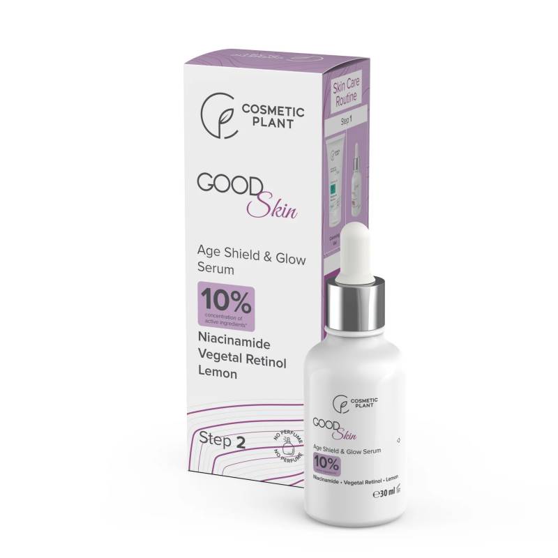 AGE SHIELD and GLOW SERUM cu Niacinamida, Retinol Vegetal si Extract