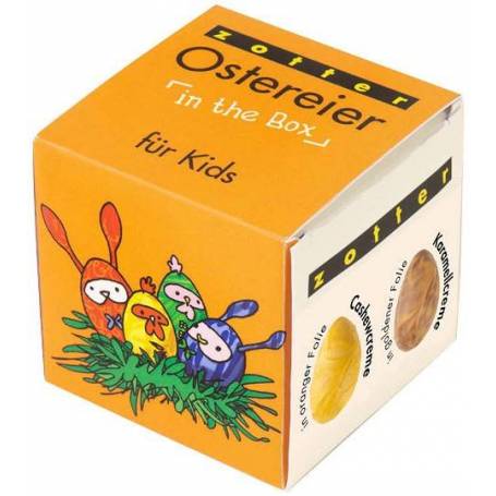 Oua de Pasti din ciocolata, in cutie, pentru copii, ECO-BIO, FAIRTRADE, 64g Zotter