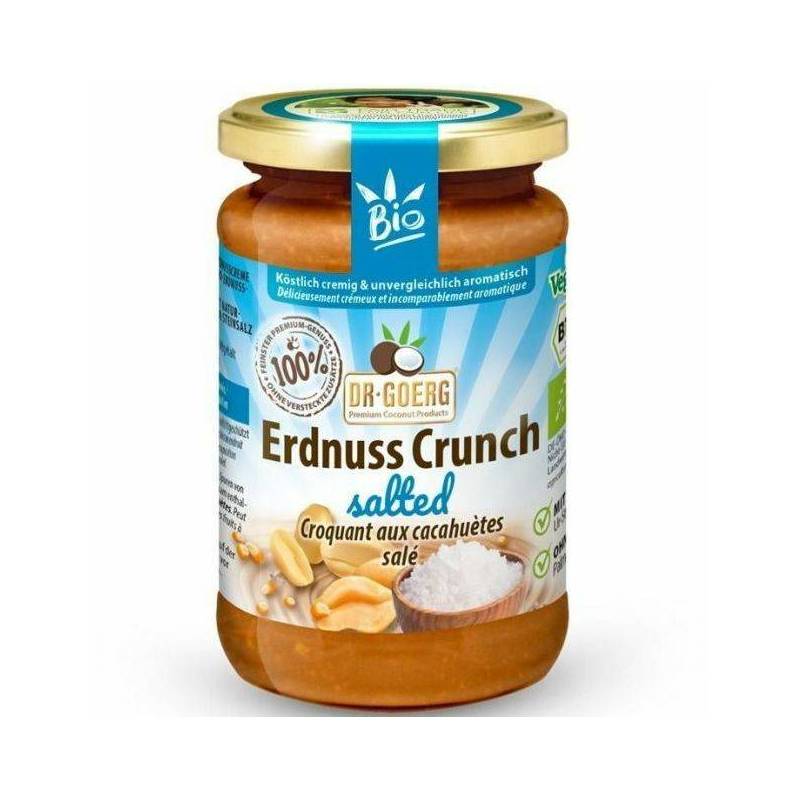 Unt de arahide crocant cu sare, fara zahar, eco-bio, 200g, Dr. Goerg