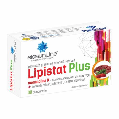 Lipistat Plus, cu monacolina K - extract de orez rosu - 30cpr - BIOSUNLINE - Helcor