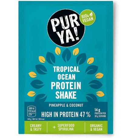 Pulbere bio pentru shake proteic cu ananas si nuca de cocos, 47% proteina Eco-Bio 30g Pur Ya