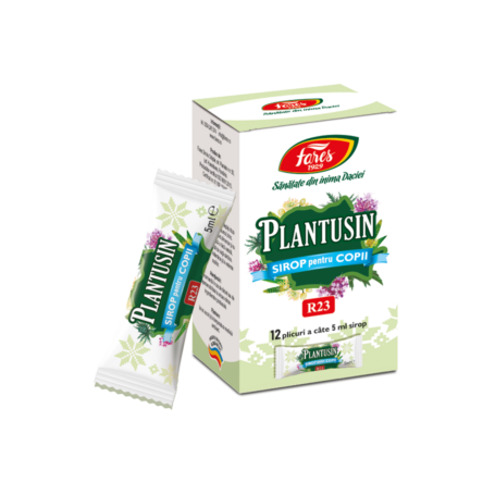 Plantusin sirop tuse pentru copii, R23, 12 plicuri a cate 5 ml sirop, Fares