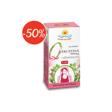 Quercetina 500mg si vitamina D3, F195, 30cps - Fares
