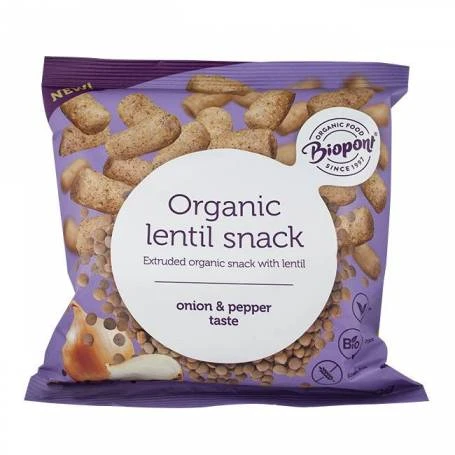 Pufuleti cu linte, ceapa si piper, fara gluten, eco-bio, 60g, Biopont