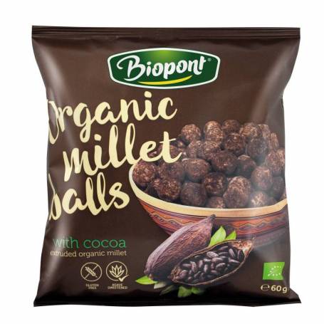 Bilute din mei expandat cu cacao, fara gluten, eco-bio, 60g, Biopont