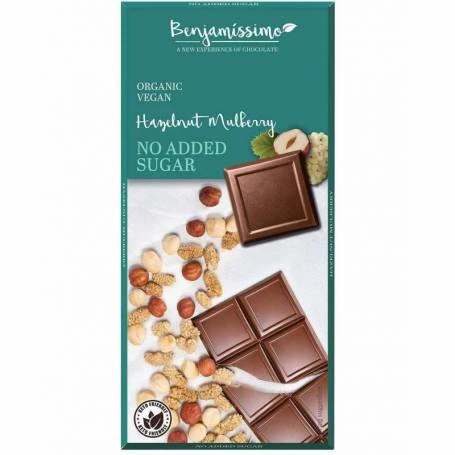 Ciocolata cu alune si dude fara zahar adaugat, eco-bio, 70g, Benjamissimo
