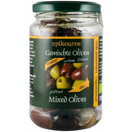 Mix de masline crude, fara samburi, eco-bio, 170g - Epikouros