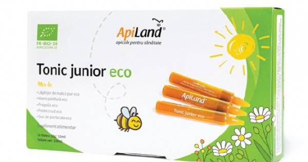 Tonic Junior, Tonic Apicol Pentru Copii, Eco-bio 20 Fiole, Apiland