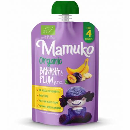 Piure de banane si prune, eco-bio, 100g Mamuko