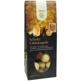 Bilute de ciocolata alba si neagra, cu lapte, cafea si lichior, fairtrade, 100g - GEPA