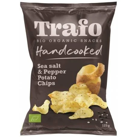 Chipsuri din cartofi prajite manual, cu sare si piper, eco-bio, 125g Trafo