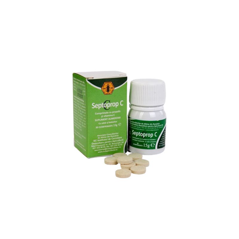 Septoprop C, propolis cu vitamina C, 30 comprimate - Institutul Apicol