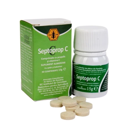 Septoprop C, propolis cu vitamina C, 30 comprimate - Institutul Apicol