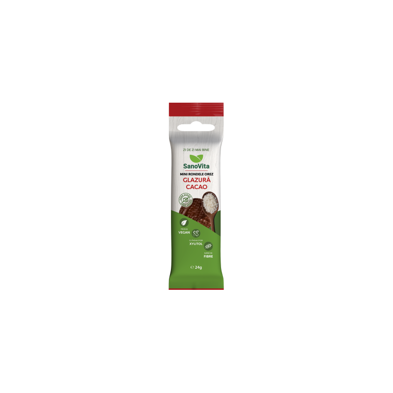Mini rondele orez glazura cu cacao, fara zahar 24g - Sano Vita