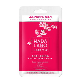 Masca faciala servetel Anti-Aging cu Acid Super Hyaluronic, Retinol si Collagen, fara parfum, 20 ml, Hada Labo Tokyo
