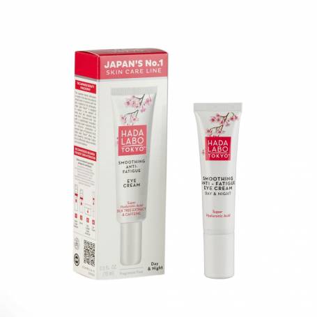 Smoothing Anti-Fatigue Eye Cream - Crema anti-oboseala ochi, cu acid hyaluronic, matase si cafeina, 15 ml, Hada Labo Tokyo