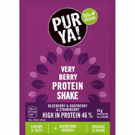 Pulbere Eco- Bio pentru shake proteic cu fructe rosii, 46% proteina, 30g Pur Ya