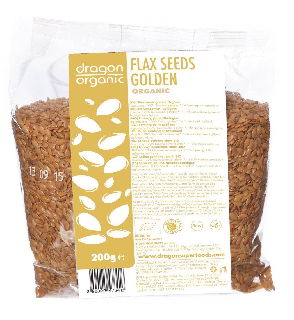 Seminte de in aurii eco-bio 200g - dragon superfoods