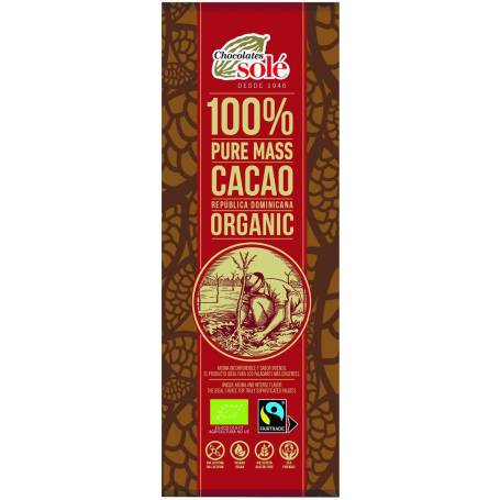 Ciocolata neagra fairtrade 100% cacao Eco-Bio 25g - Chocolates Sole
