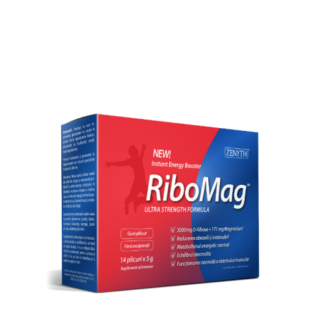 RiboMag - energy booster - magneziu pidolat si D-riboza, 14 plicuri x 5 g, Zenyth