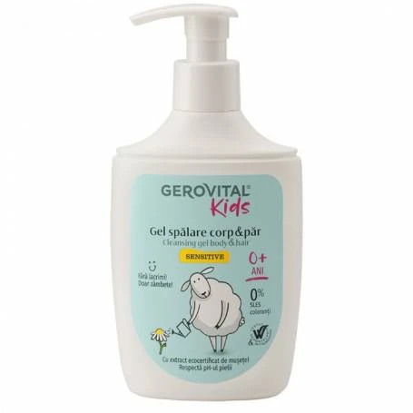 Gel spalare pentru corp si par, sensitive,300ml,Gerovital Kids