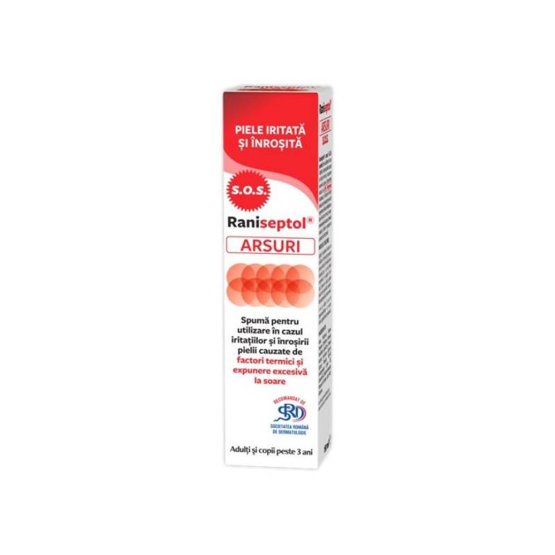 Raniseptol spuma pentru arsuri, SOS 20% panthenol, 150 ml, Zdrovit