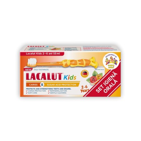 LACALUT KIDS 2-6 ANI SET IGIENA ORALA PERIUTA +PASTA, 55ML - ZDROVIT