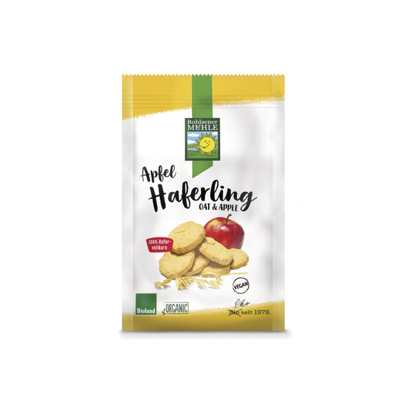 Biscuiti crocanti din ovaz cu mere, Eco-Bio, 125g - Haferling