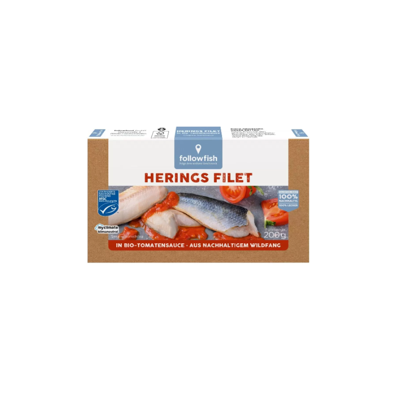 File de hering in sos te tomate, Eco-Bio , 200g- Followfish