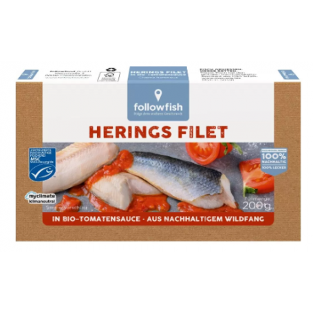 File de hering in sos te tomate, Eco-Bio , 200g- Followfish