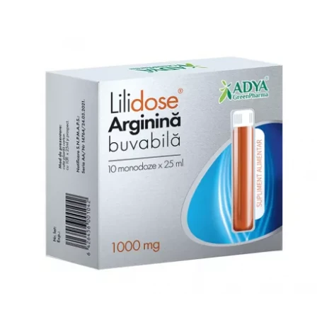 LILIDOSE ARGININA BUVABILA 1000Mg, 10 monodoze x 25ml - ADYA GREEN PHARMA