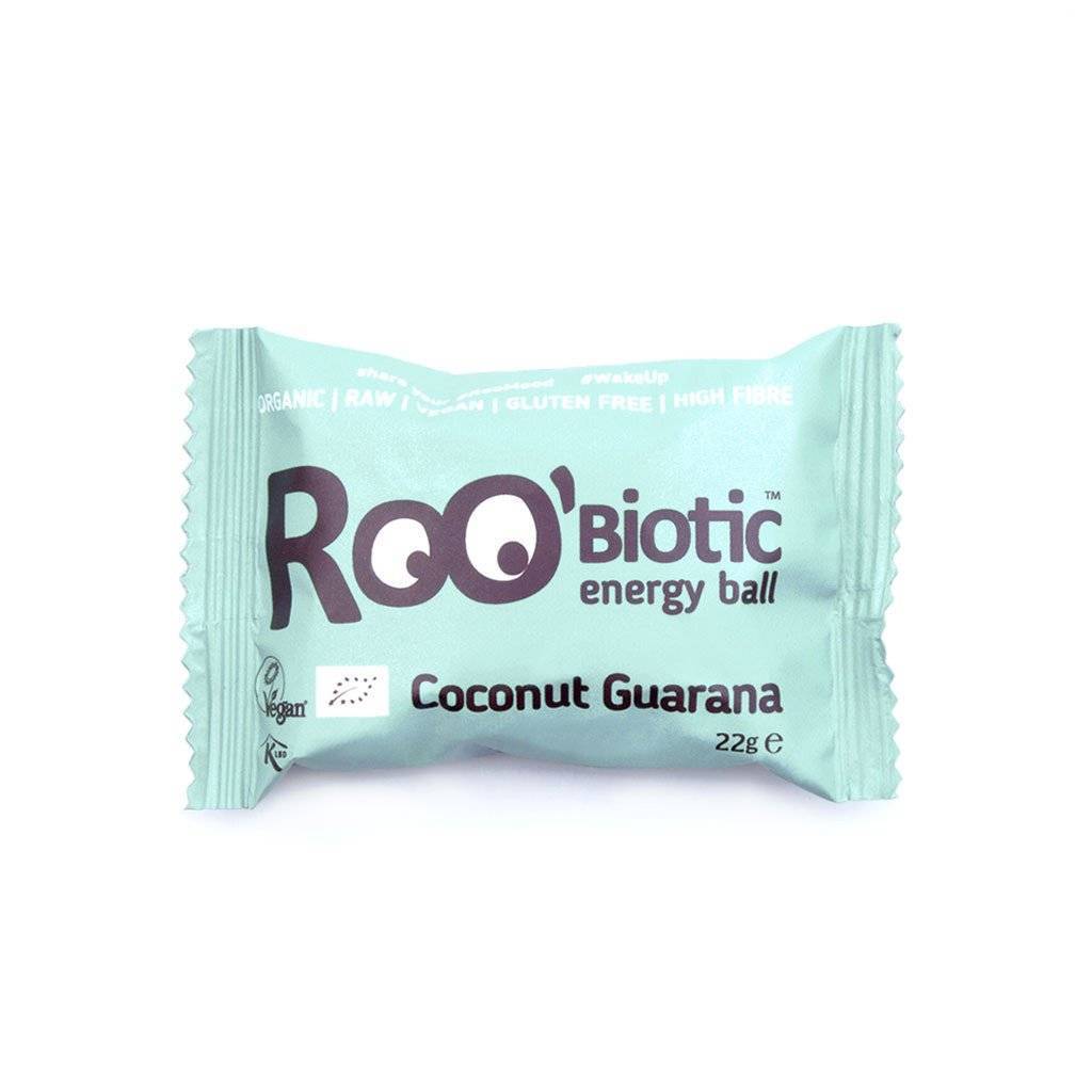 Roobiotic energy ball cocos si guarana eco-bio 22g - roo bar