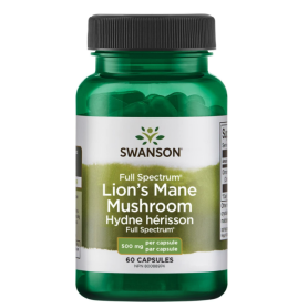 Full Spectrum Lion’s Mane Mushroom (ciuperca Coama Leului) 500 mg, 60 cps - Swanson