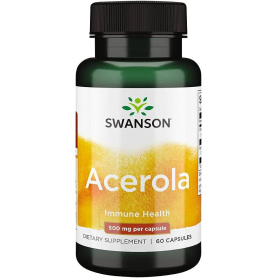 Acerola Cherry Extract 500 mg  si Vitamina C Naturala, 125 mg, 60 capsule, Swanson