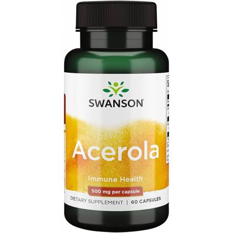 Acerola Cherry Extract 500 mg  si Vitamina C Naturala, 125 mg, 60 capsule, Swanson