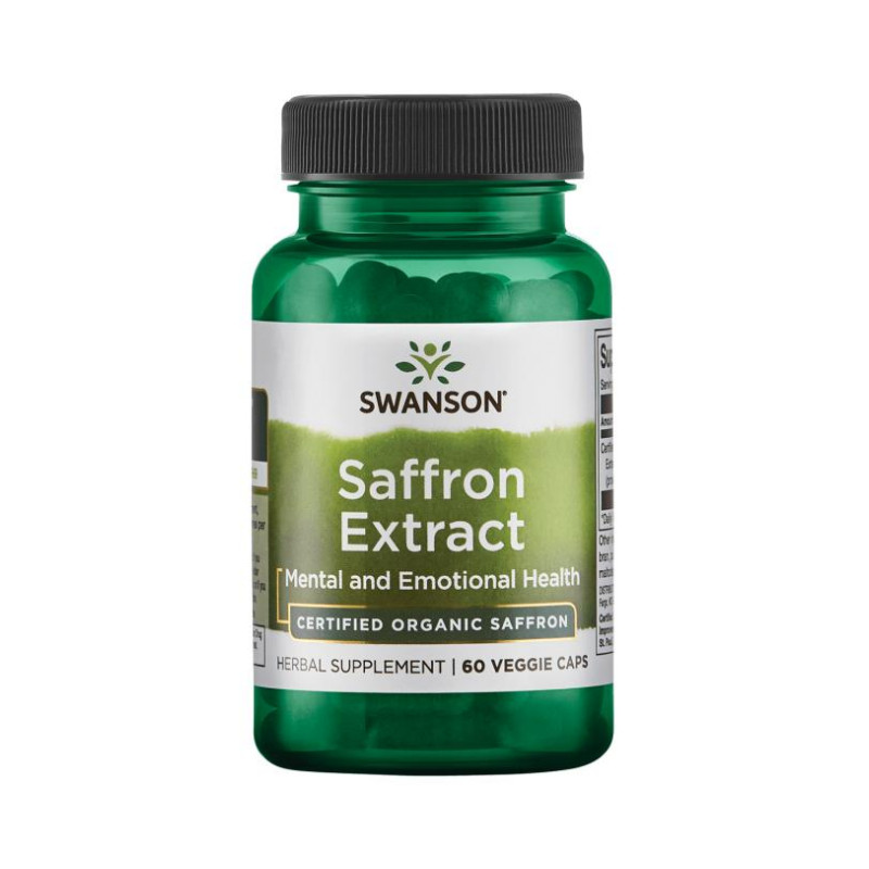 Saffron Extract 2% Safranal Certificat Organic, 30mg, 60 cps - Swanson