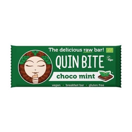 Baton cu ciocolata si menta raw eco-bio 30g - Quin Bite