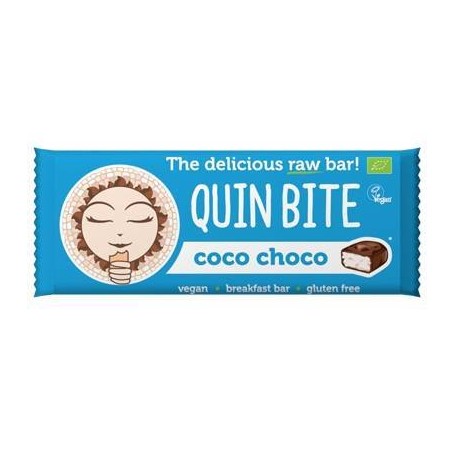 Baton cu cocos si ciocolata raw eco-bio 30g - Quin Bite