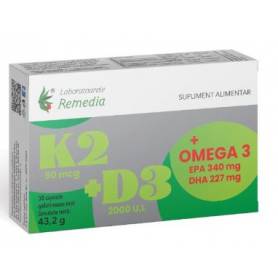 K2 + D3 + OMEGA 3, 30 Capsule - REMEDIA