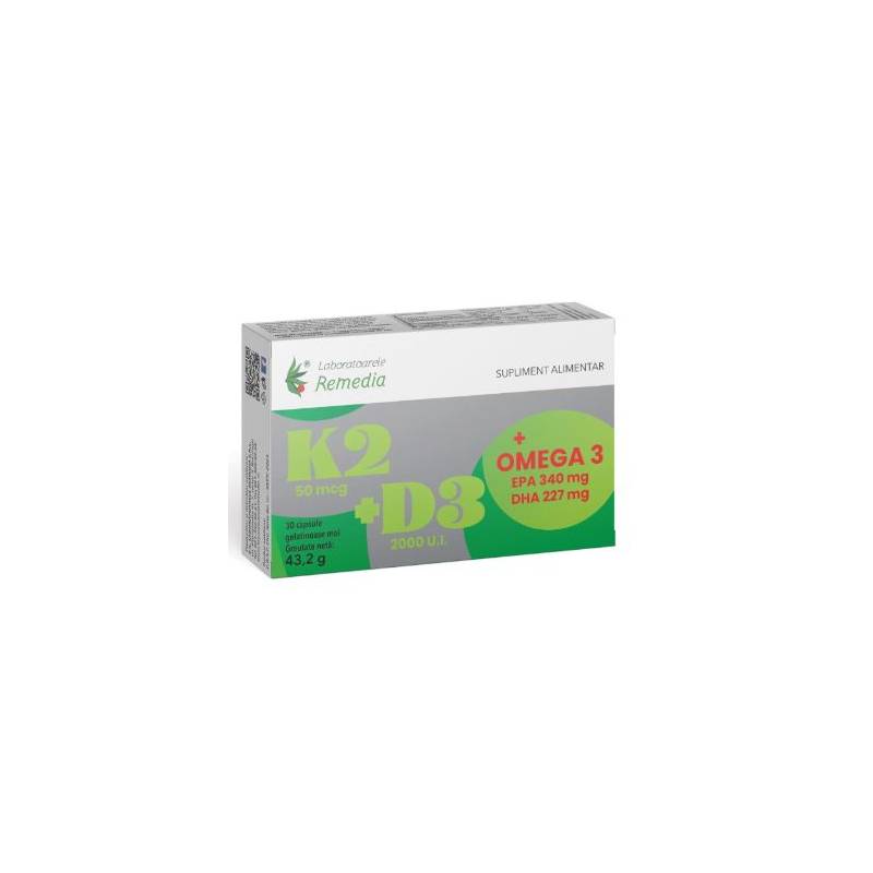 K2 + D3 + OMEGA 3, 30 Capsule - REMEDIA