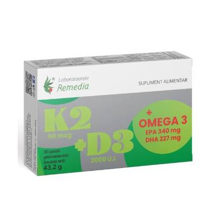 K2 + D3 + OMEGA 3, 30 Capsule - REMEDIA