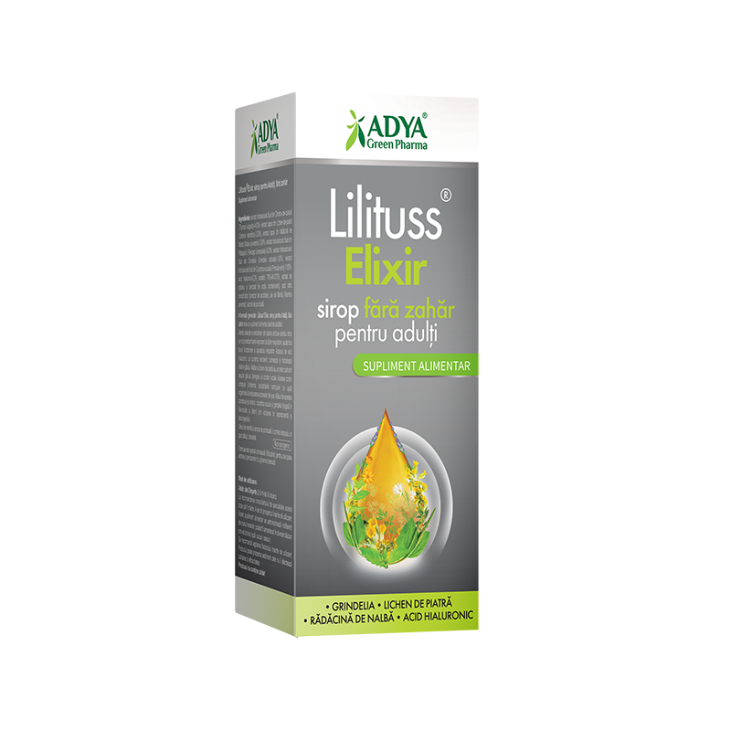 Lilituss Elixir sirop pentru adulti, fara zahar, 180 ml, Adya Green