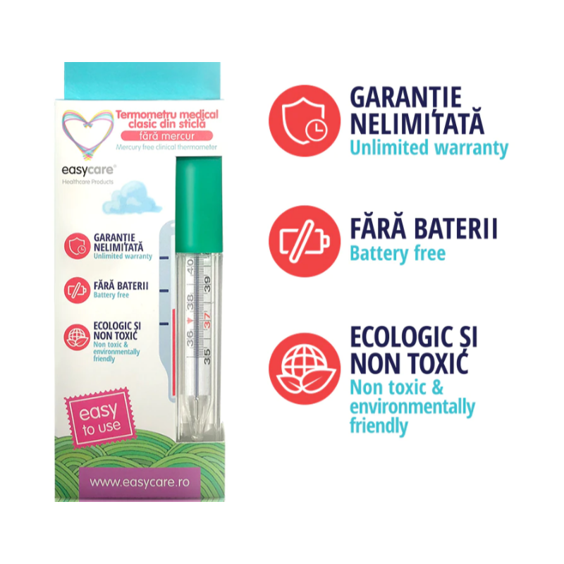 TERMOMETRU CLASIC DIN STICLA FARA MERCUR - EASY CARE