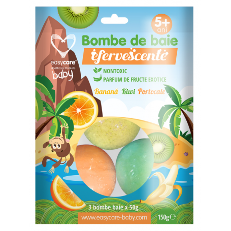 BOMBE DE BAIE COPII FRUCTE EXOTICE 3 BUCATI 150G - EASY CARE BABY