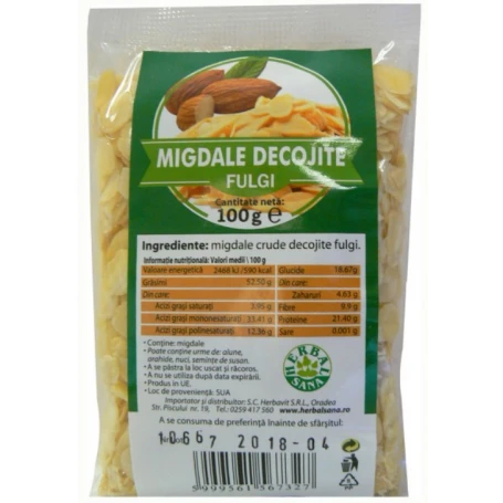 Fulgi Migdale Crude Decojite 100g - HERBAVIT